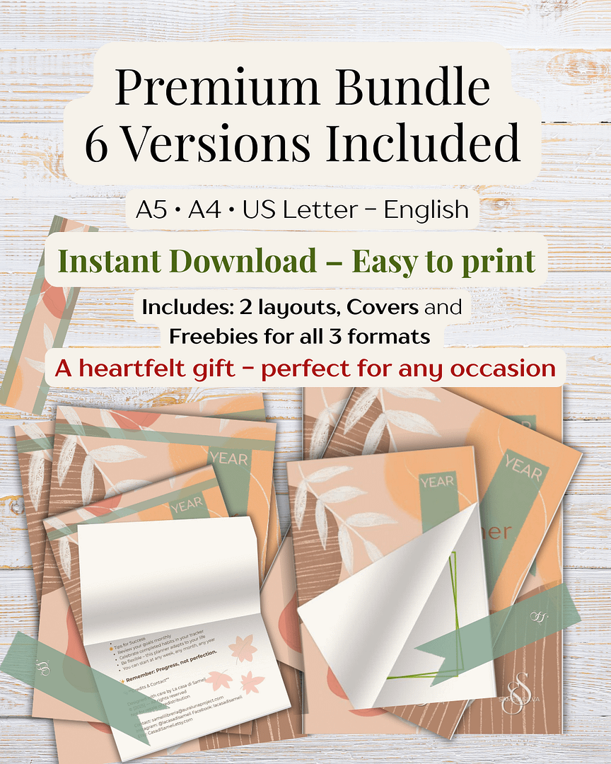 Undated Weekly Planner Bundle – PDF A4, A5 & US Letter