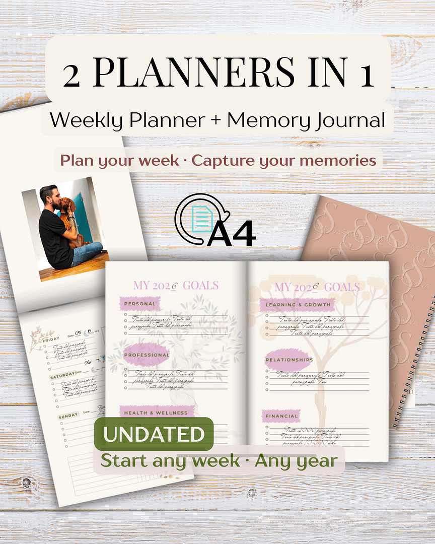 2x1 Undated Weekly Planner A4 – Printable PDF Planner